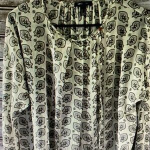 Mango Cream Blouse with Black Paisley Print